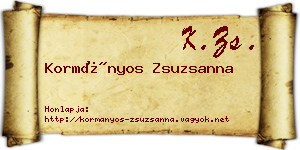 Kormányos Zsuzsanna névjegykártya