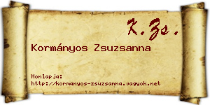 Kormányos Zsuzsanna névjegykártya
