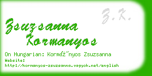 zsuzsanna kormanyos business card